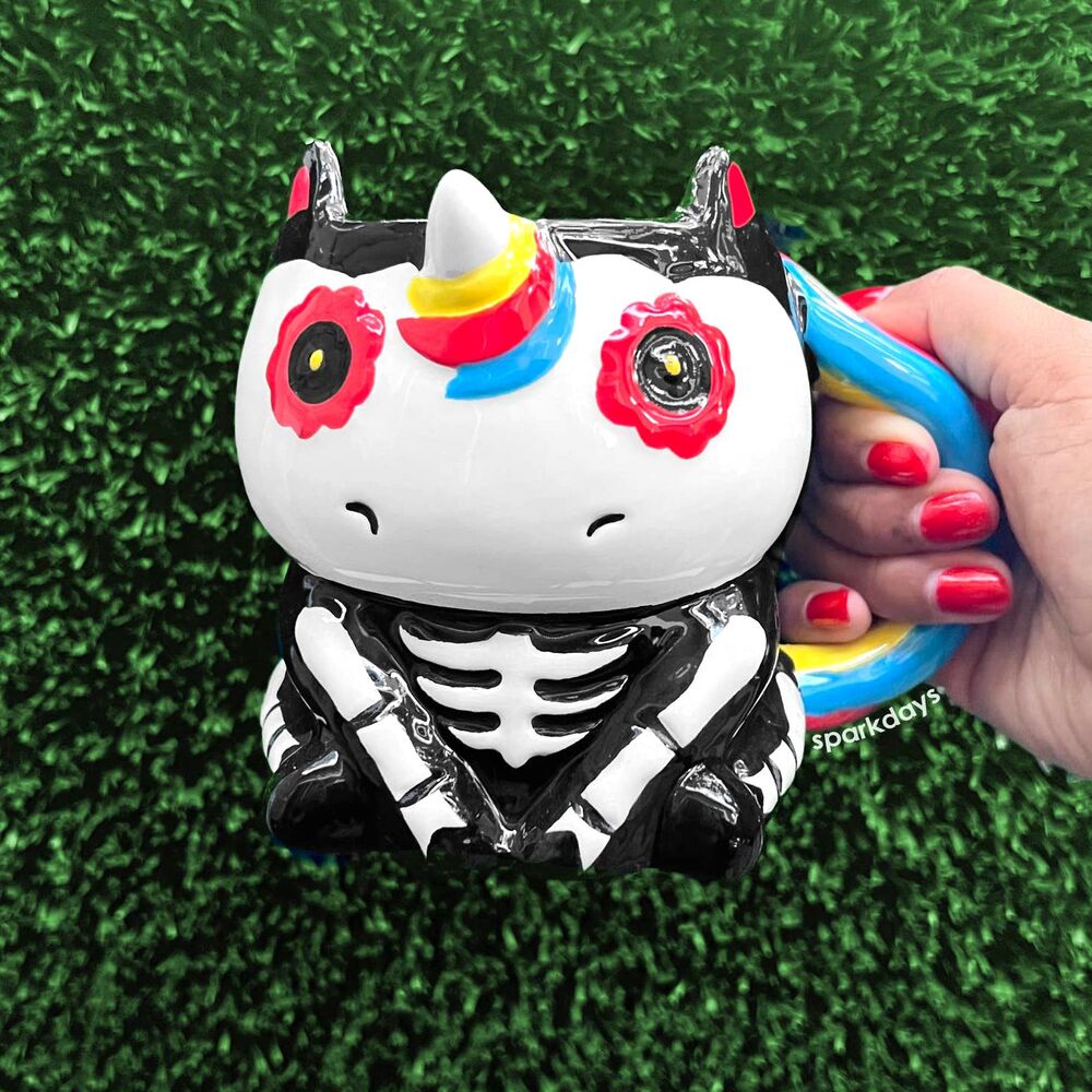 Unicorn MUG Skeleton Sugar Skull Rainbow Horse Cup Retro Pony Ceramic Coffee